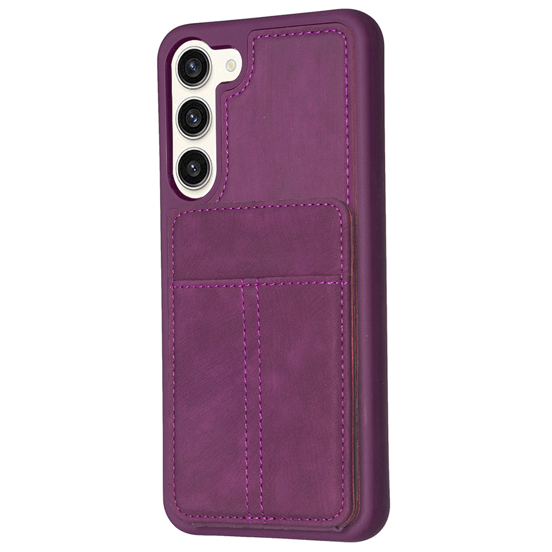 

BF28 Für Samsung Galaxy S23+ Kartensteckplätze Mattes PU -lederbeschichteter TPU -telefonabdeck - Dunkelviolett, Galaxy S23+