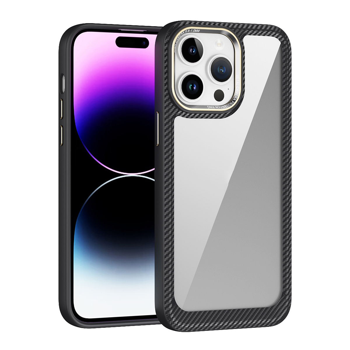 

Anti-slip-hybrid-hülle Für Iphone 15 Tpu+pc+metalllinsenrahmen Transparentes Telefon Zurück-abdeckung - Schwarz+transparent Grau, iPhone 15