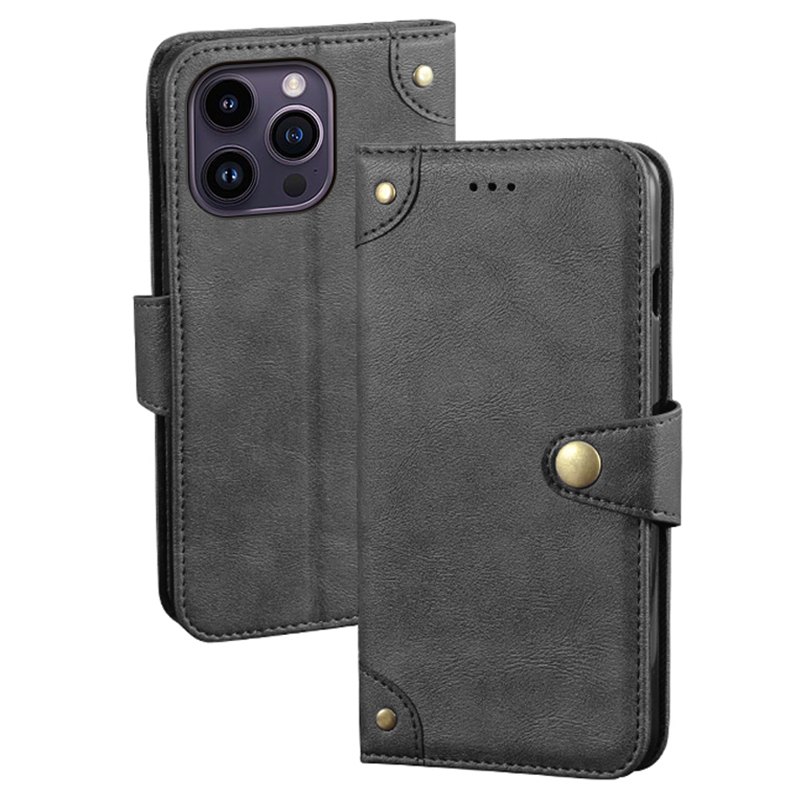 

IDEWEI Für Iphone 15 Plus Anti-kratzer-schockdely-handy-hülle Pu-leder-brieftasche Telefonabdeckung - Schwarz, iPhone 15 Plus