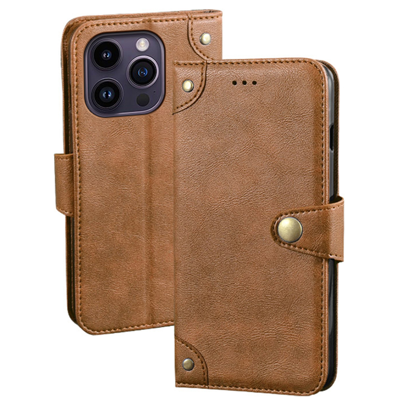 

IDEWEI Für Iphone 15 Pro Max Staubdichtes Brieftaschen-telefonabdeckung Anti-kratzer-pu-leder-handy-hülle Hülle - Braun, iPhone 15 Pro Max