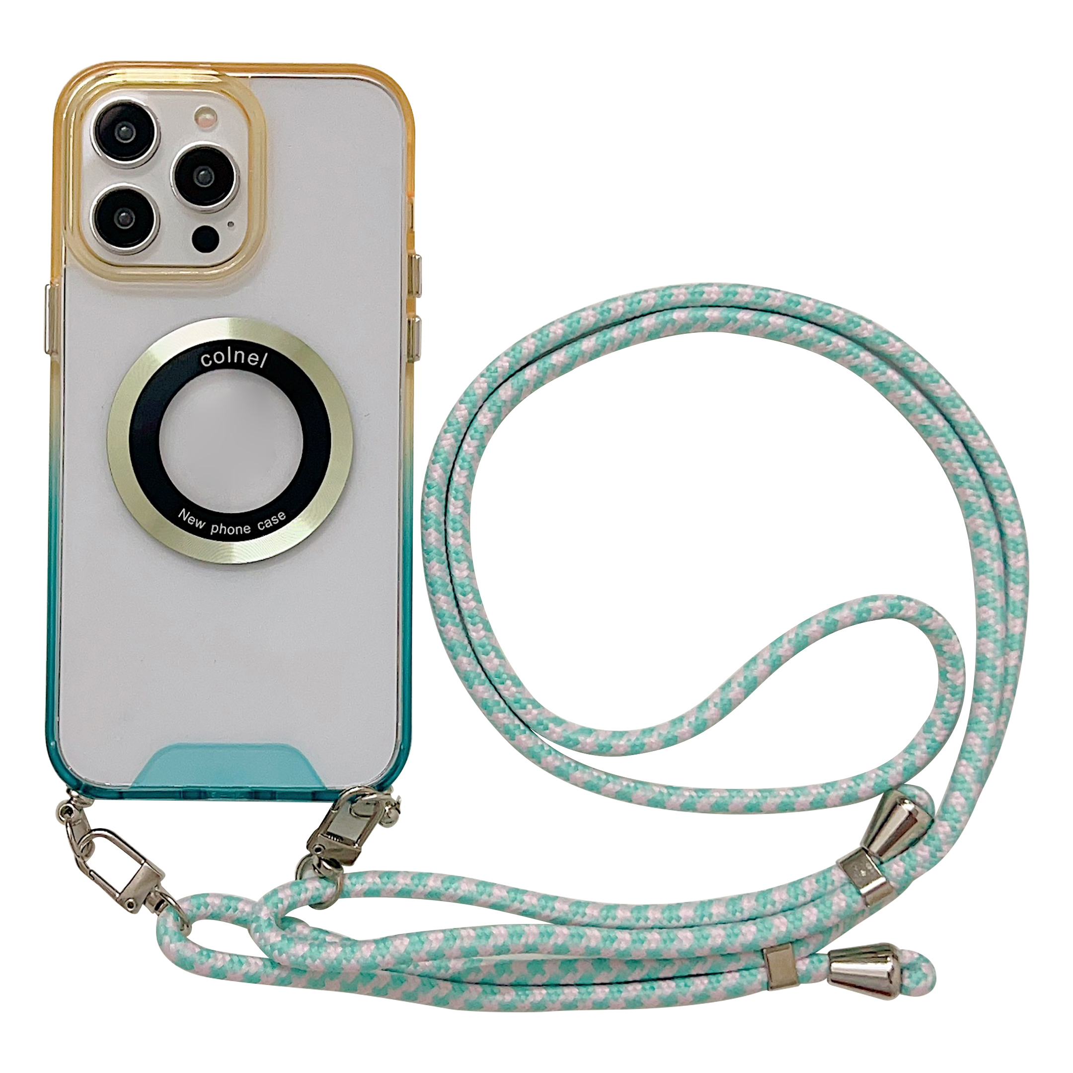 

Kompatibel Mit Magsafe Protective Case Für Iphone 15 Pro Max Soft TPU Slim Telefonabdeckung Mit Riemen - Gelb, iPhone 15 Pro Max