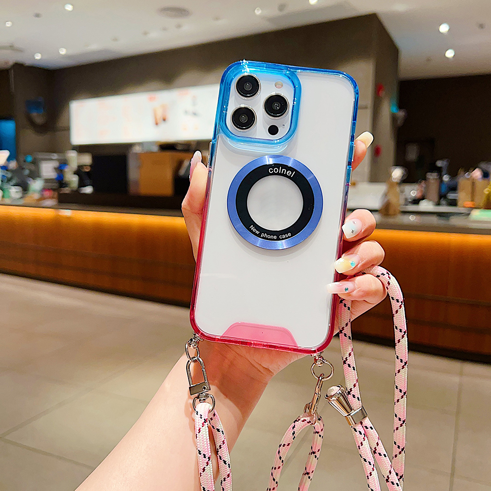 

Kompatibel Mit Magsafe Soft TPU -telefonhülle Für Iphone 15 Pro Protective Slim Phone Cover Mit Riemen - Blau, iPhone 15 Pro