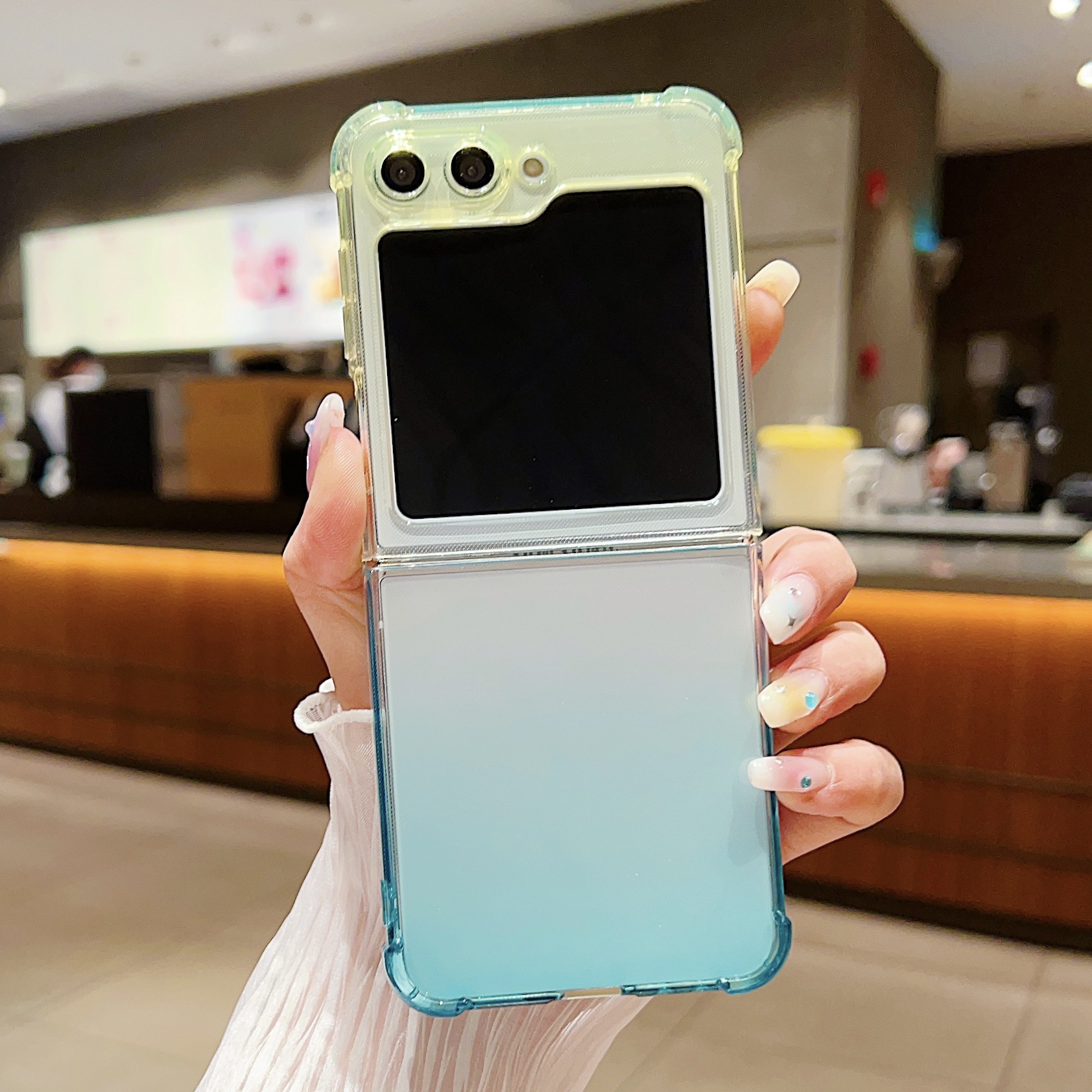 

Für Samsung Galaxy Z Flip5 5G Gradientenfarbe Folding Phone Case Anti-kratzer-tpu-abdeckung - Gelb+blau, Galaxy Z Flip5 5G