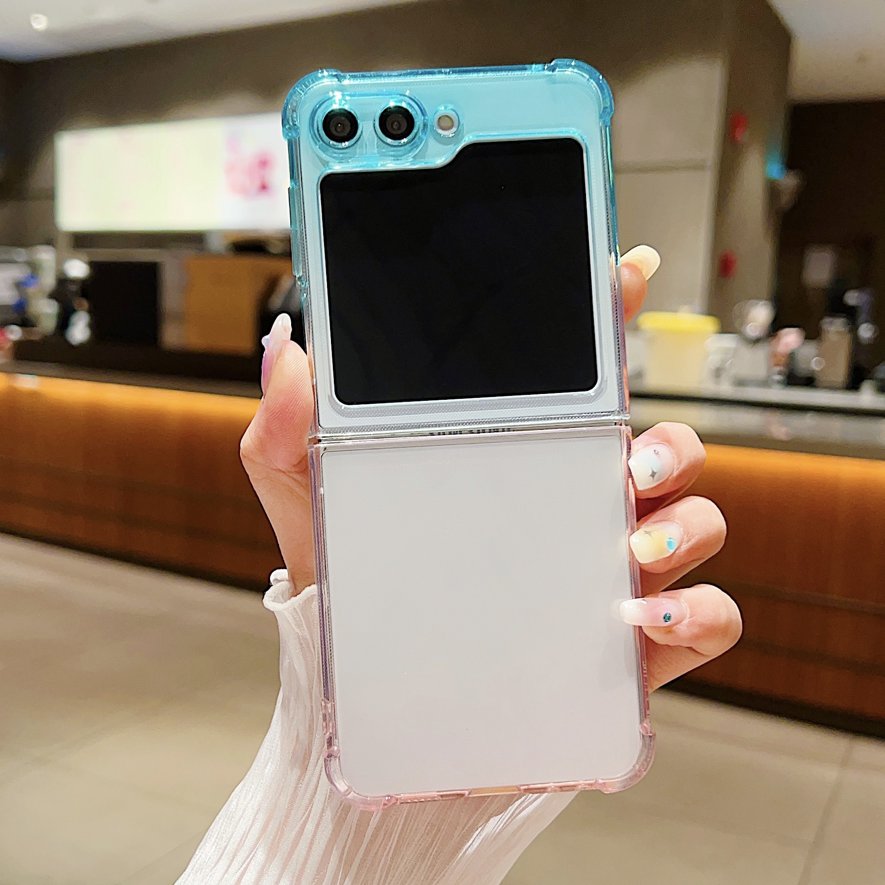 

Für Samsung Galaxy Z Flip5 5G Gradientenfarbe Folding Phone Case Anti-kratzer-tpu-abdeckung - Pink+blau, Galaxy Z Flip5 5G