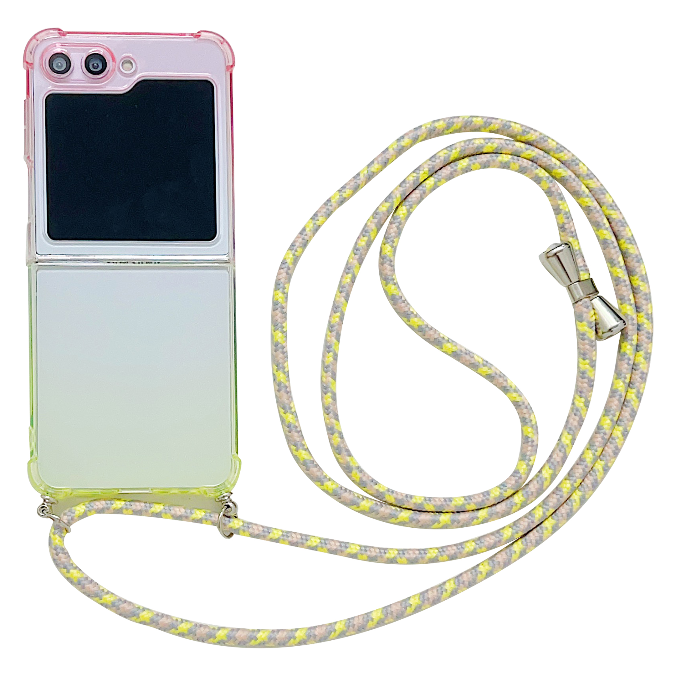 

Für Samsung Galaxy Z Flip5 5G TPU -hülle -gradientenfarbe Faltphase Mit Schultergurt - Rosa+gelb, Galaxy Z Flip5 5G