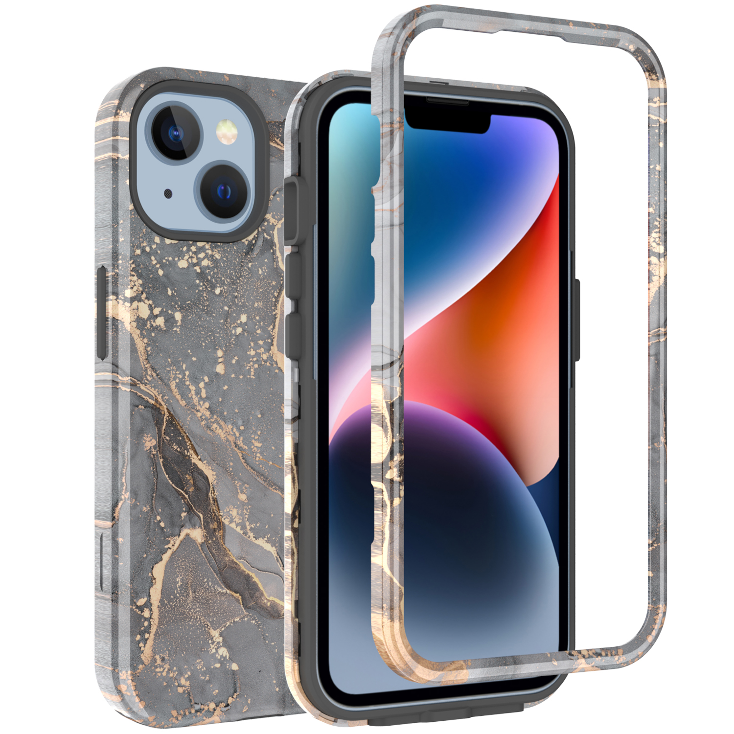 

GW03 PC + TPU -telefonhülle Für Iphone 15 Plus, IMD -muster -schutz -telefonabdeckung - 10028 Marmormuster, iPhone 15 Plus