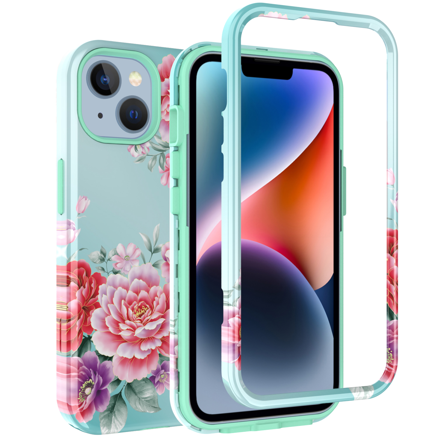 

GW03 PC + TPU -telefonhülle Für Iphone 15 Plus, IMD -muster -schutz -telefonabdeckung - 10045 Blumenmuster, iPhone 15 Plus