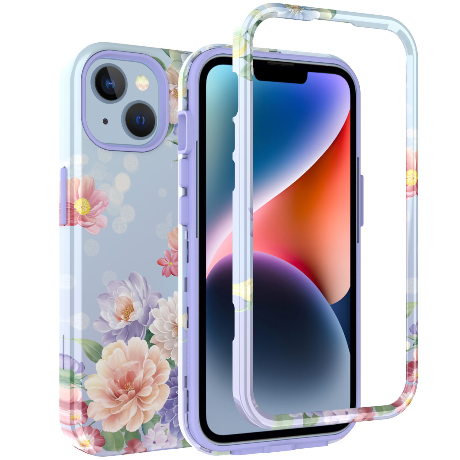 

GW03 PC + TPU -telefonhülle Für Iphone 15 Plus, IMD -muster -schutz -telefonabdeckung - 10046 Blumenmuster, iPhone 15 Plus