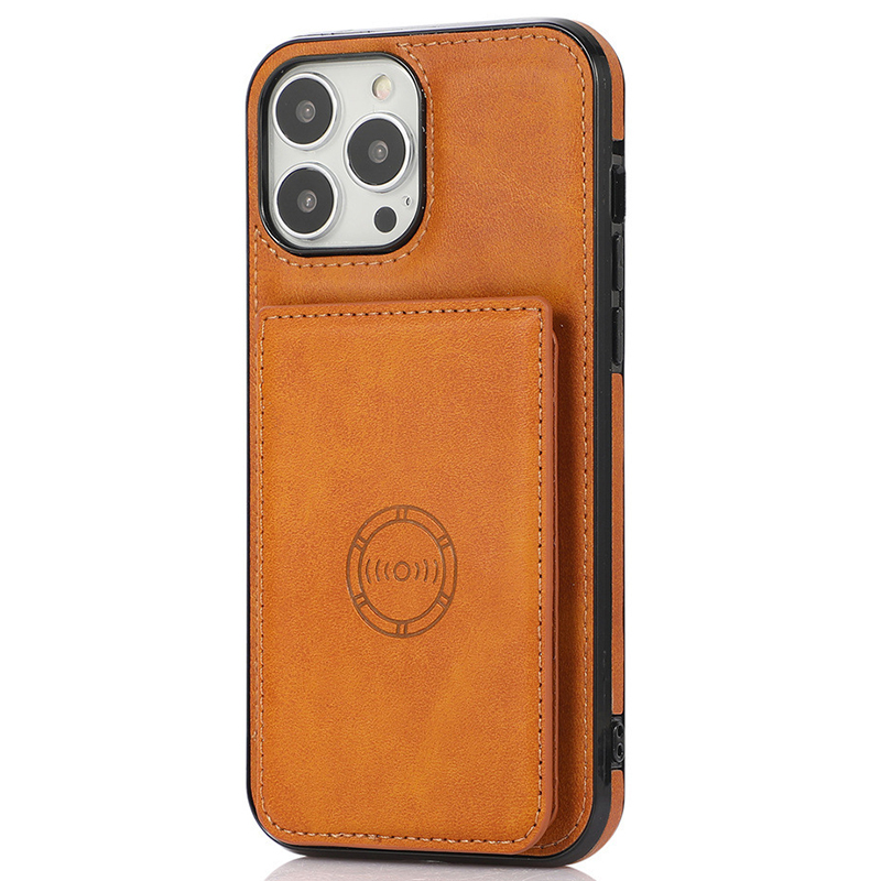

Anti-scratch-pu+tpu-abdeckung Für Iphone 15 Kartenhalter Kickstand-telefonhülle Integrierte Metallblatt - Braun, iPhone 15