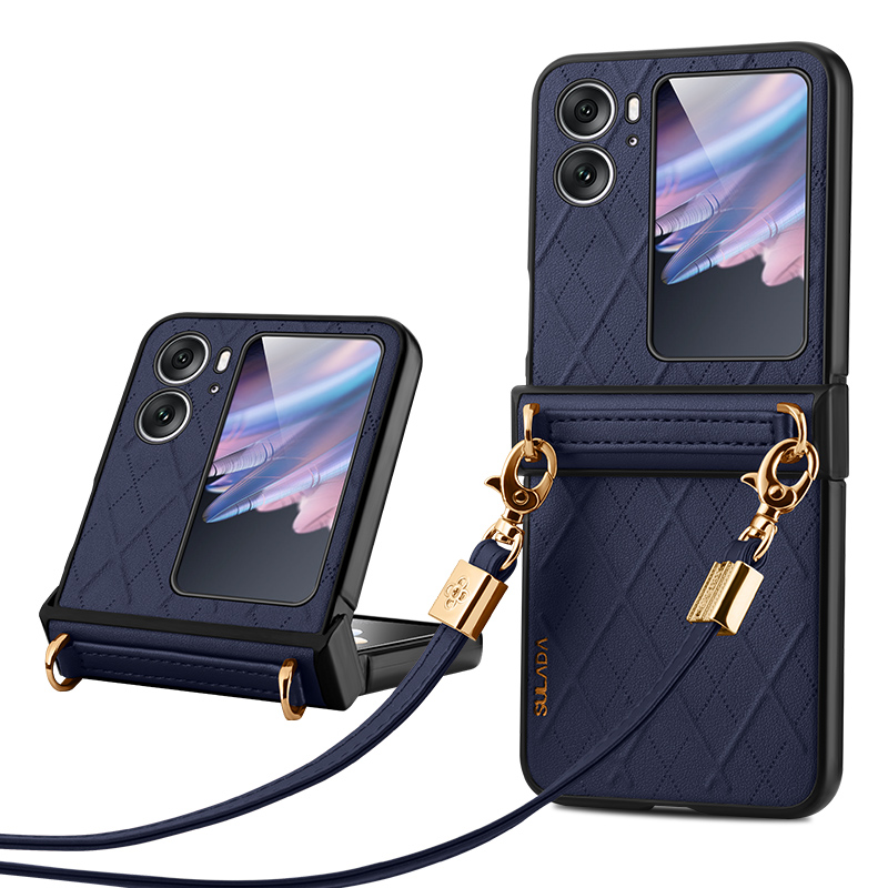 

Sulada Für Oppo Finden Sie N2 Flip 5G Klappphase Geprägte Leder -pc -abdeckung Mit Schulterriemen - Saphir, Oppo Find N2 Flip 5G
