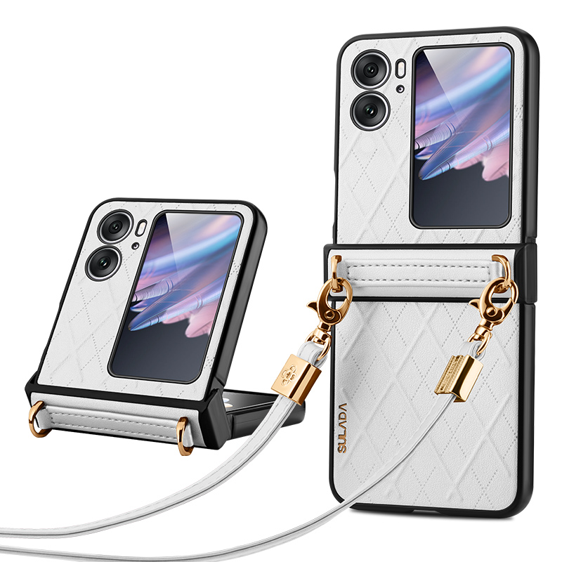

Sulada Für Oppo Finden Sie N2 Flip 5G Klappphase Geprägte Leder -pc -abdeckung Mit Schulterriemen - Weiß, Oppo Find N2 Flip 5G
