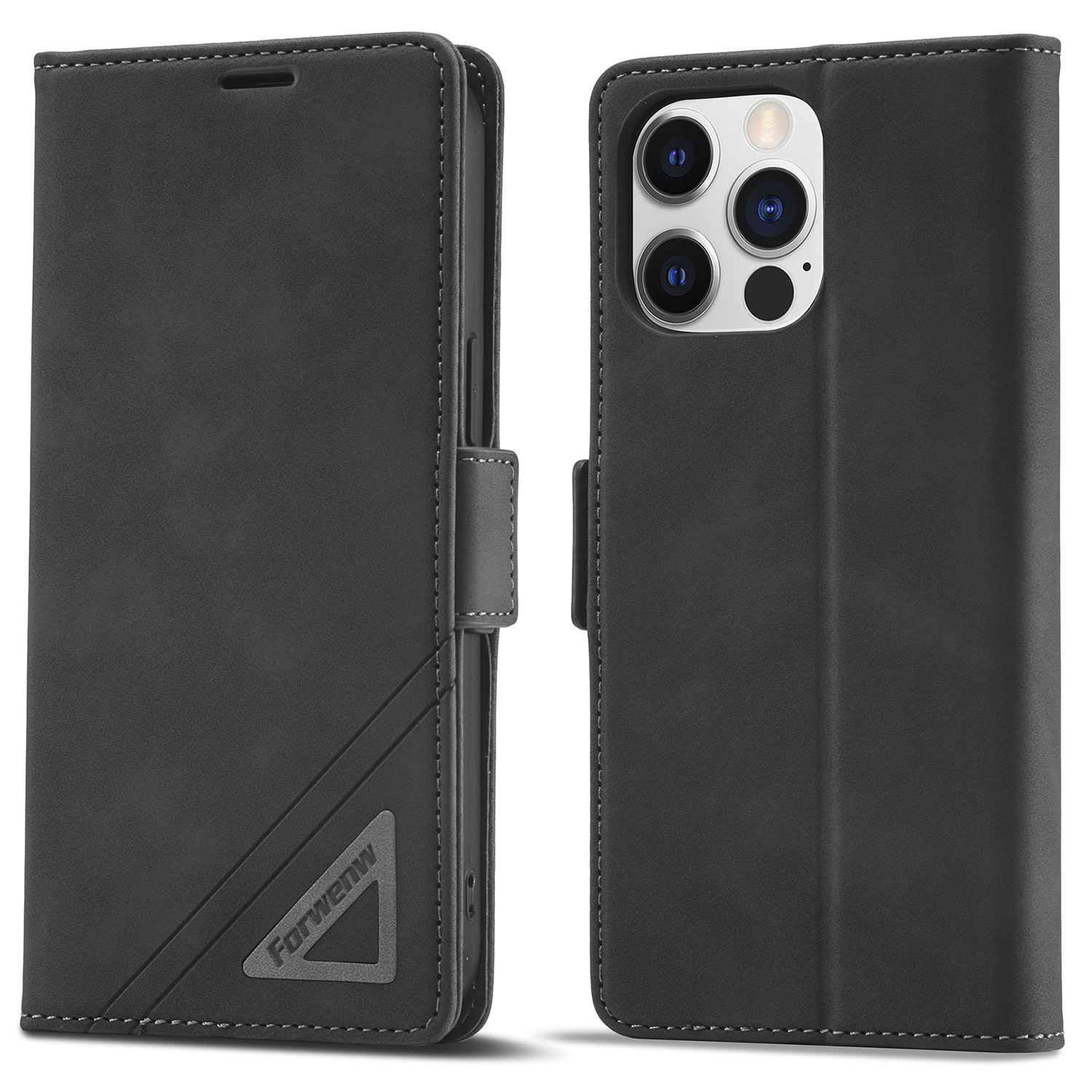

Forwenw F3 -serie Für Iphone 15 Pro Max Schock -wallet -handy -hülle Telefonabdeckung Flip Leder Shell - Schwarz, iPhone 15 Pro Max