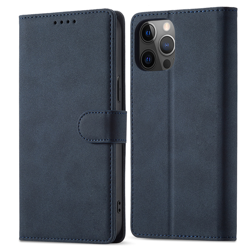 

RFID -blockierungsbrieftasche Hülle Für Iphone 15 Pro Max, Stand PU Leder Mattelefonabdeckung - Dunkelblau, iPhone 15 Pro Max