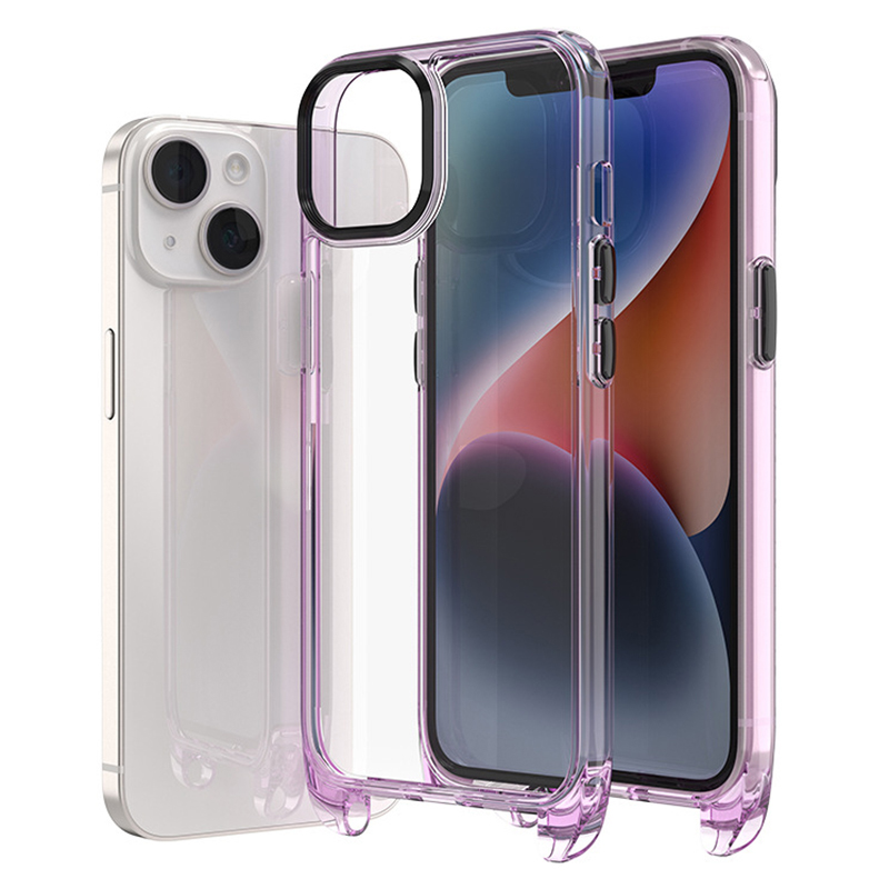 

F7 Back Hülle Für Iphone 15 Pro, Hochglänzende PC+TPU -telefonabdeckung Mit Hohem Transparenz Mit Lanyard Hole - Rosa, iPhone 15 Pro