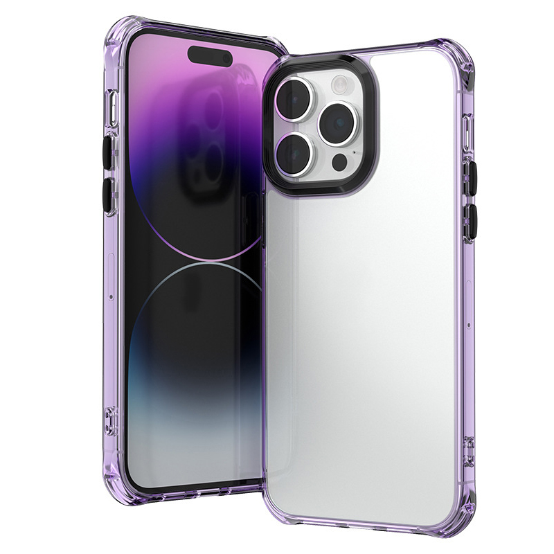 

F9 Für Iphone 15 Hochglänzende Transparenz PC+TPU Back Case Drop Proof Phone Cover - Lila, iPhone 15