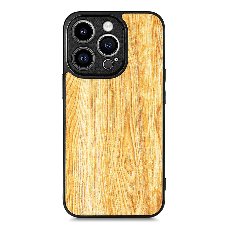 

Für Iphone 15 Pro Max Holz Texture Telefon Hülle PU -lederbeschichtete TPU -stoßdämpferabdeckung - Kirschholzkorn, iPhone 15 Pro Max