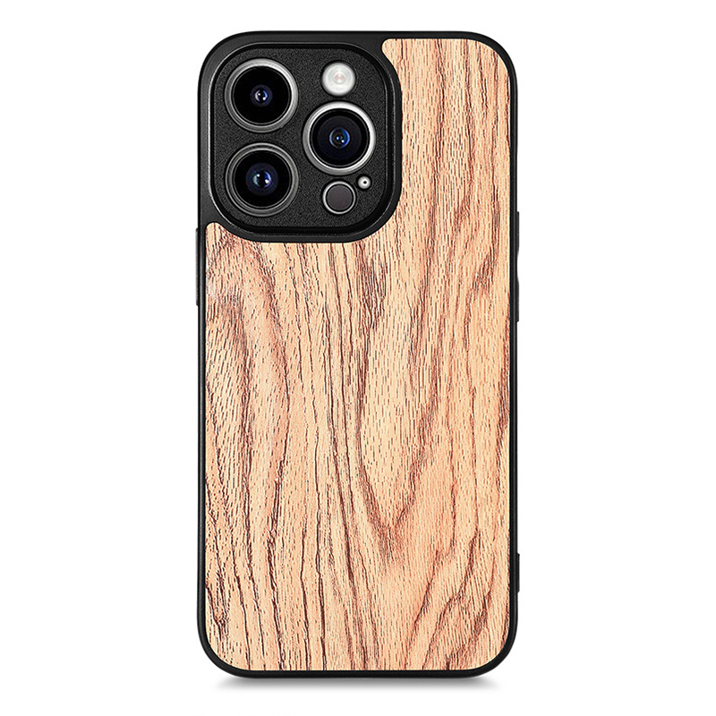 

Für Das Iphone 15 Pu-leder-überzogene Tpu-anti-drogen-rückdeckabdeckung Holztexturhülle - Catalpa Holzkorn, iPhone 15