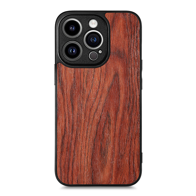 

Für Das Iphone 15 Pu-leder-überzogene Tpu-anti-drogen-rückdeckabdeckung Holztexturhülle - Rosenwood Getreide, iPhone 15