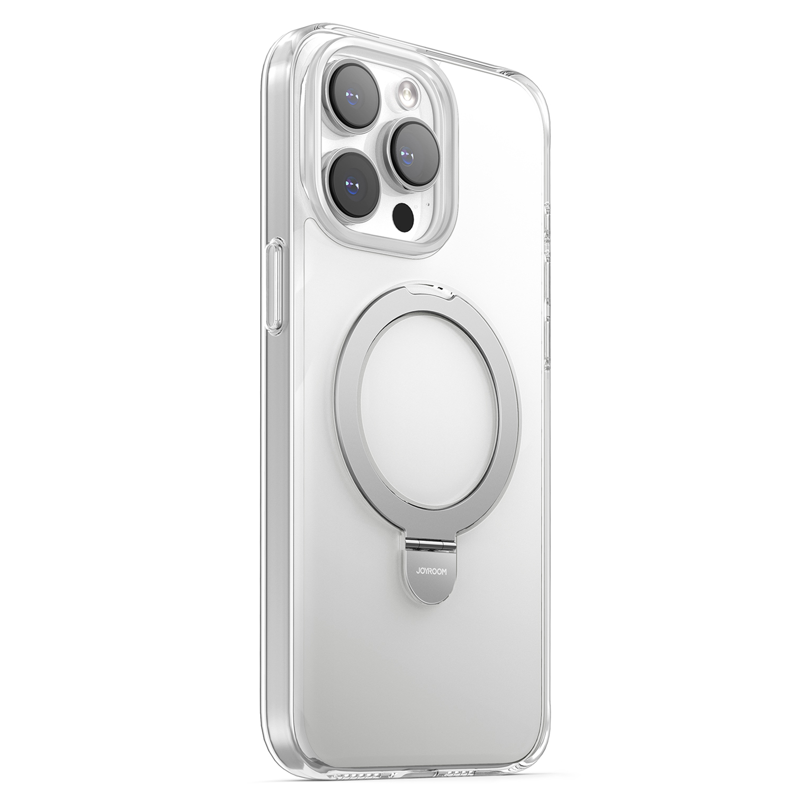 

JOYROOM JR-BP004 For iPhone 15 Pro Max Matte Skin-touch Kickstand Cover Compatible with MagSafe PC+TPU Phone Case - Transparent, iPhone 15 Pro Max