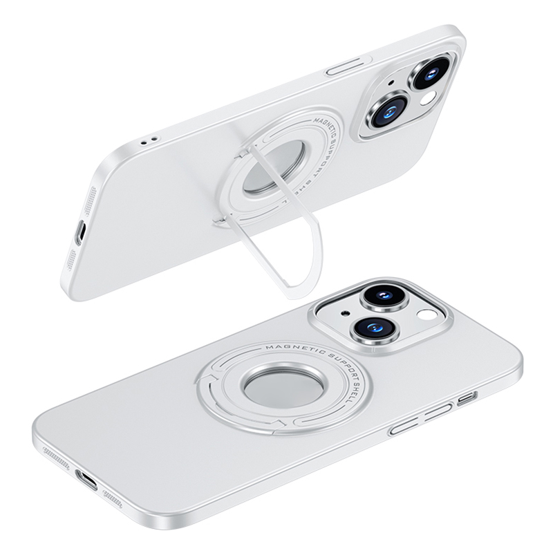 

Für Das Iphone 15 Plus Elektroplierende PC -telefonhülle, Kompatibel Mit Magsafe Mattes Kickstand Schockdcover - Weiß, iPhone 15 Plus