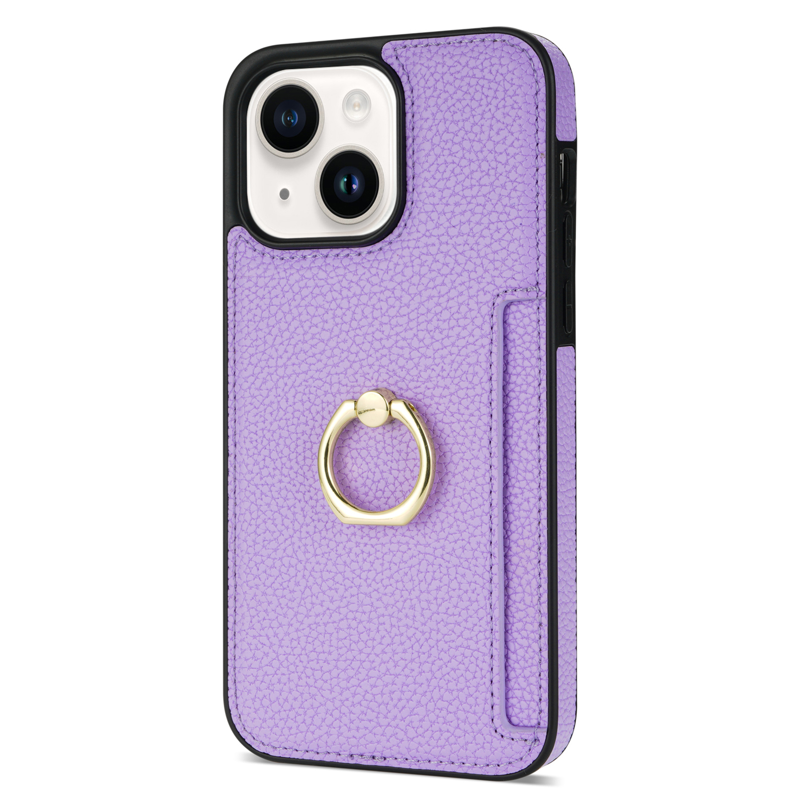 

Ringkickstand -telefonhülle Für Iphone 15 Plus TPU+PU -leder -handy -handyabdeckung Mit Rückenkartenhalter - Lila, iPhone 15 Plus