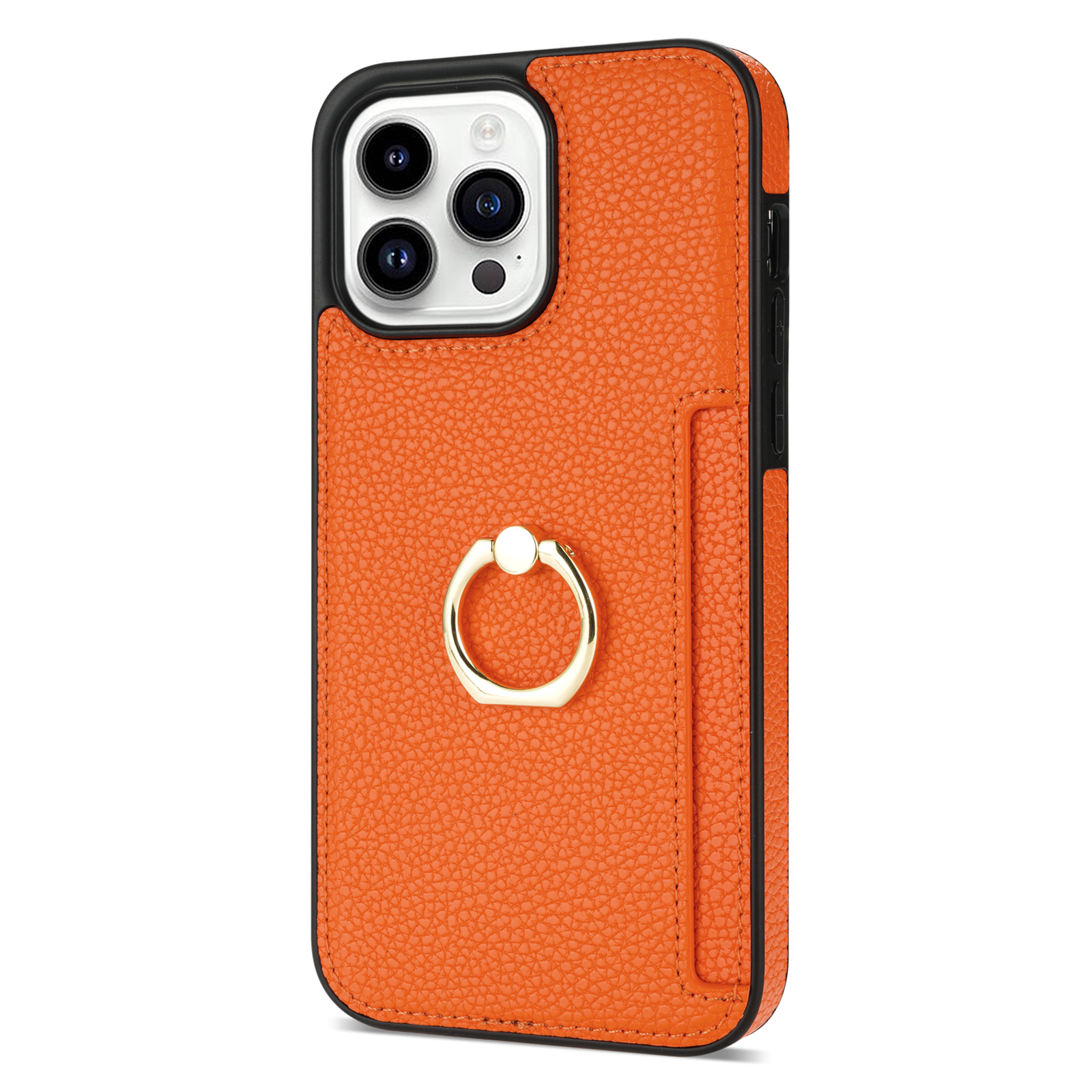 

Telefonhülle Kickstand-kartenhalter Für Iphone 15 Pro Max TPU+PU Leder Anti-kratzer-telefonabdeckung - Orange, iPhone 15 Pro Max