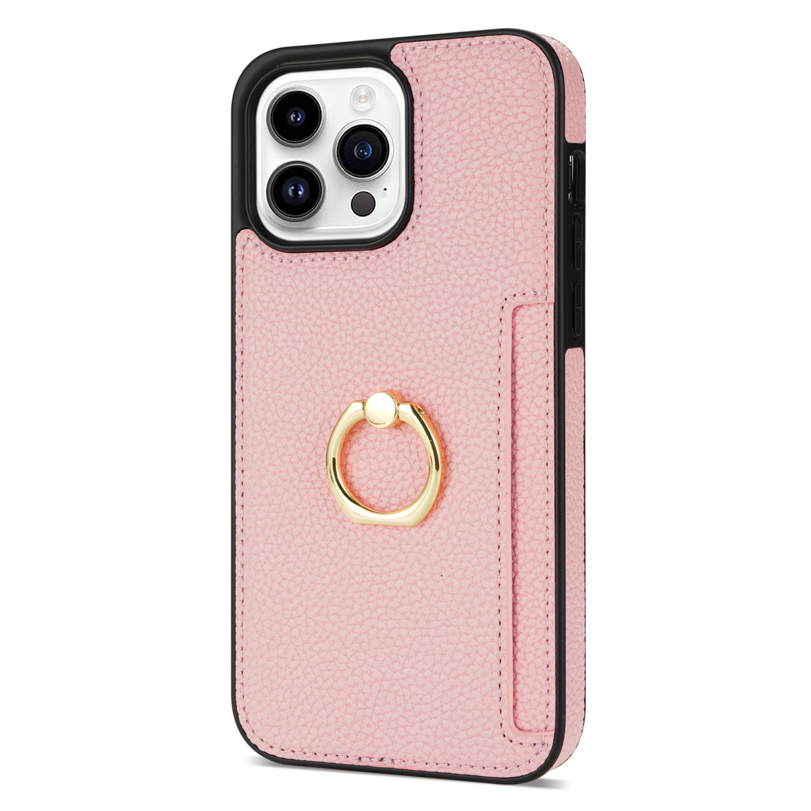 

Telefonhülle Kickstand-kartenhalter Für Iphone 15 Pro Max TPU+PU Leder Anti-kratzer-telefonabdeckung - Rosa, iPhone 15 Pro Max