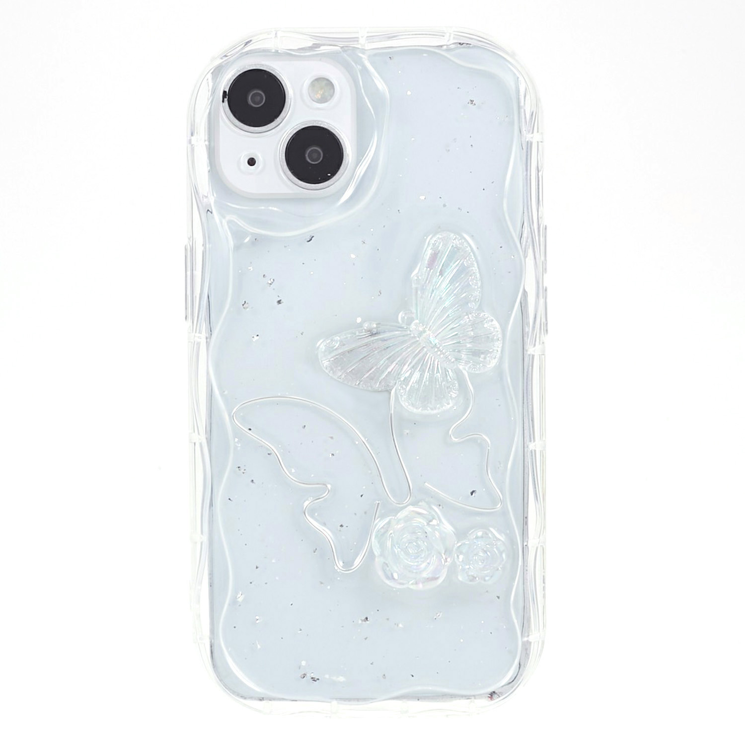 

Für Iphone 14 Plus 3D -schmetterling / Cloud -muster -rückdecke Epoxy TPU -telefonhülle - Schmetterling, iPhone 14 Plus