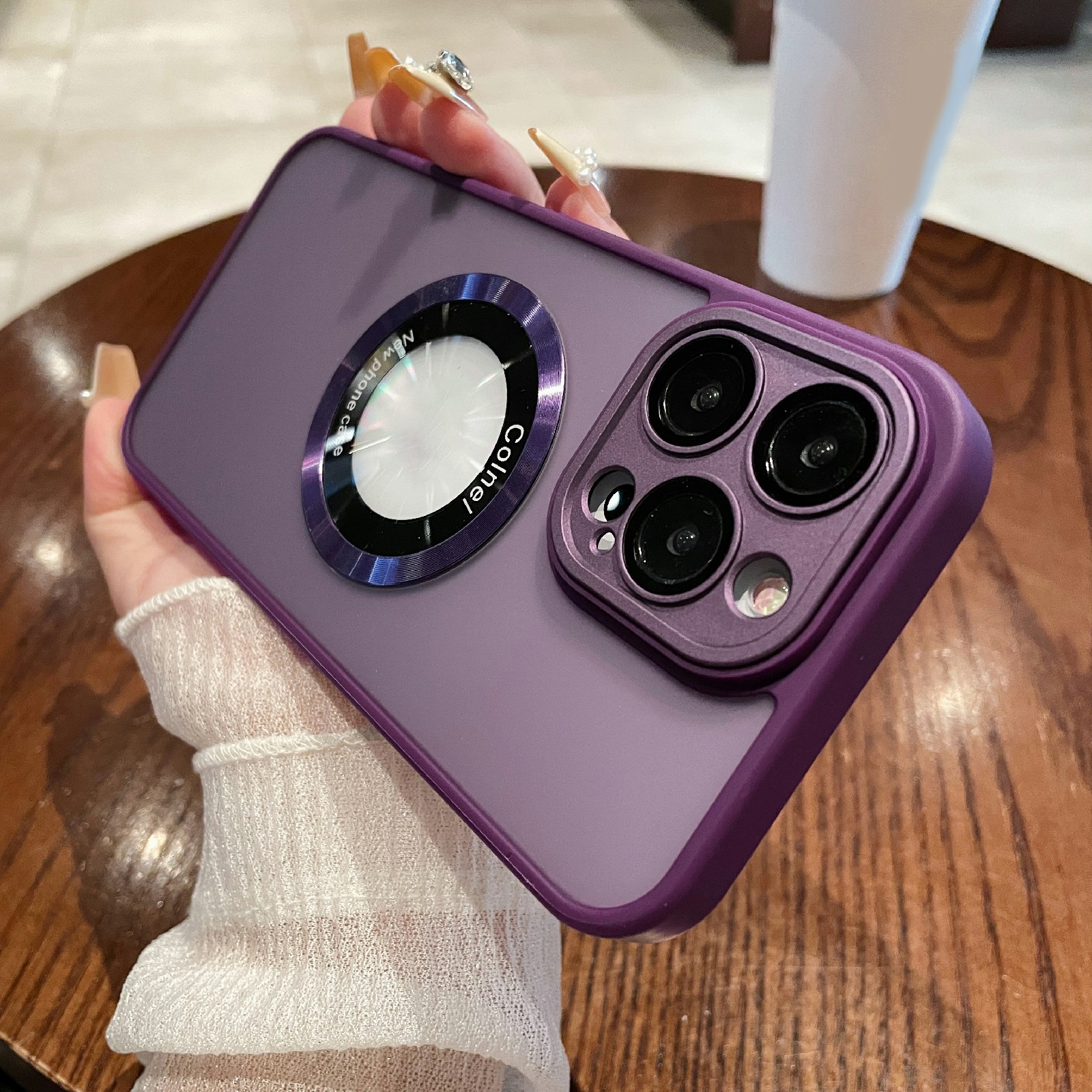 

Skin-touch-telefonhülle Für Iphone 15 Pro Anti-Drop Tpu+pc-telefonabdeckung Kompatibel Mit Magsafe - Dunkelviolett, iPhone 15 Pro