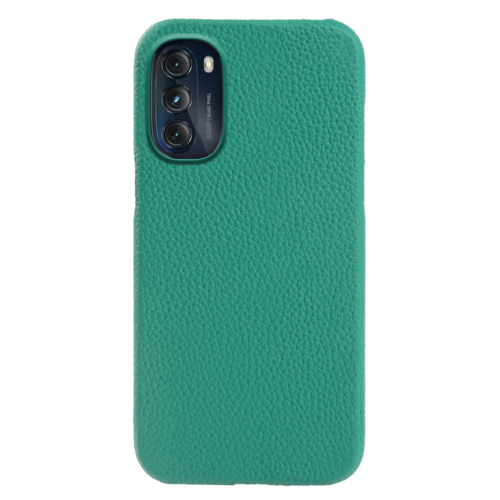 

Für Motorola Moto G (2022) 5G Litchi Textur Unvollständige Abdeckungsschale Echte Kuhleder+pc Magnetic Phone Hülle - Cyan, Motorola Moto G (2022) 5G