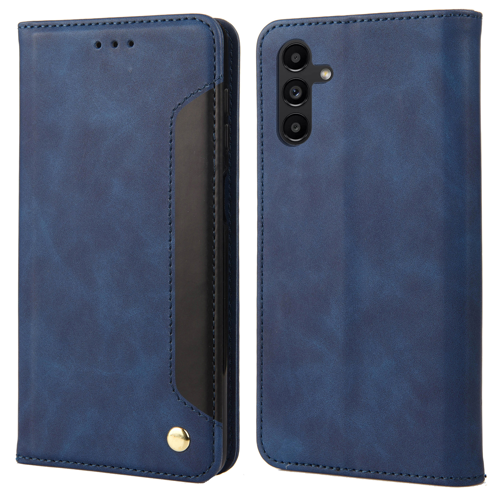 

Skin-touch-telefonständerabdeckung Für Samsung Galaxy A25 5g, TPU+PU Leder Telefon Hülle Brieftasche Magnetische Verschlussschale - Blau, Galaxy A25 5G