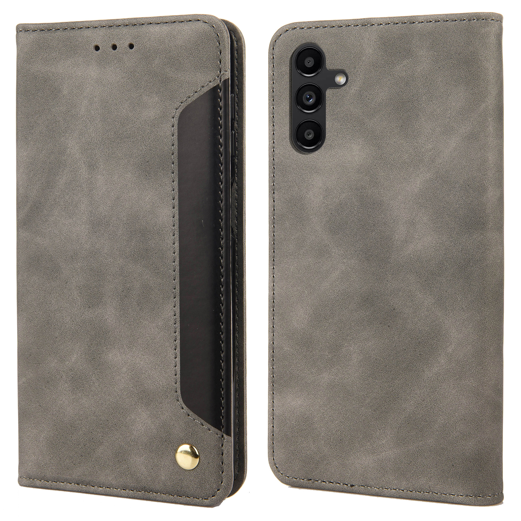 

Skin-touch-telefonständerabdeckung Für Samsung Galaxy A25 5g, TPU+PU Leder Telefon Hülle Brieftasche Magnetische Verschlussschale - Grau, Galaxy A25 5G