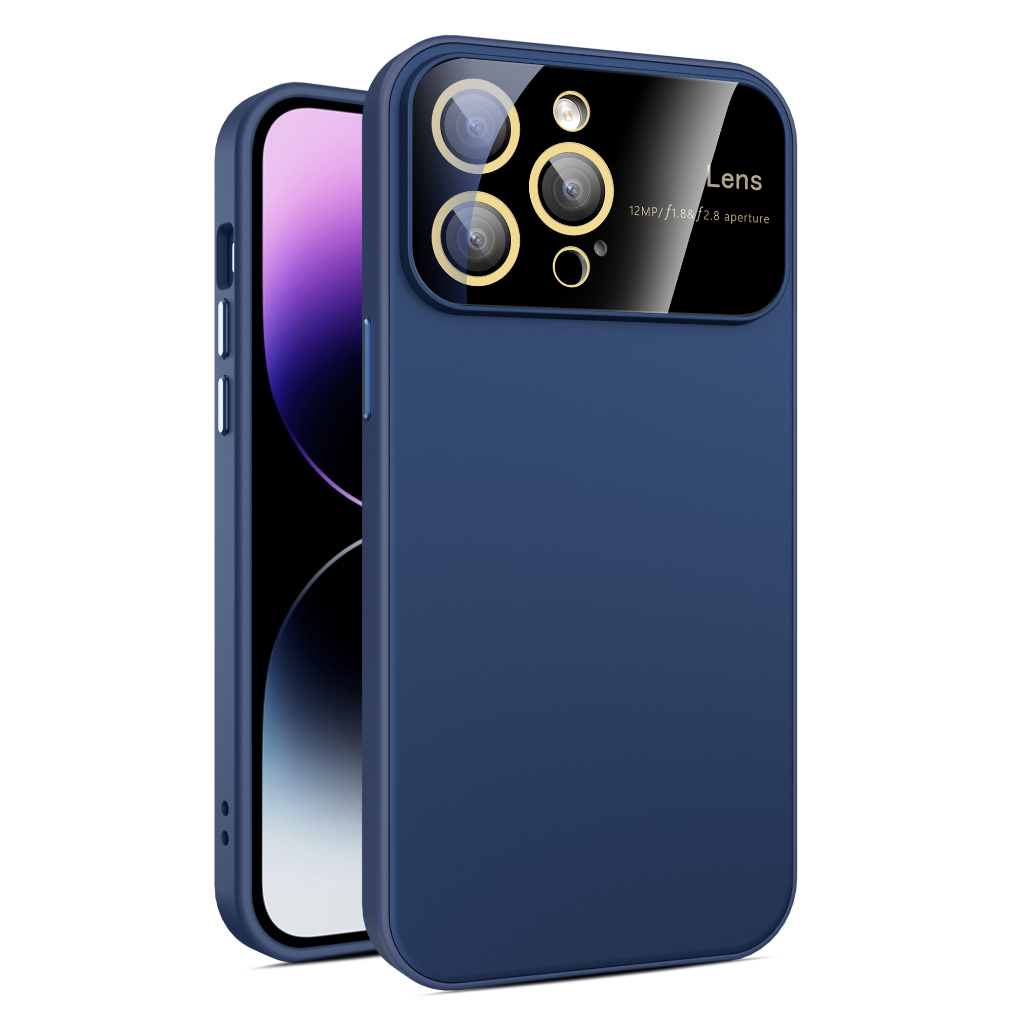

Protective Pc+tpu-telefonabdeckung Für Iphone 15 Pro Gummierte Anti-fingerabdruck-telefonhülle Integriertes Glaslinsenfilm - Blau, iPhone 15 Pro