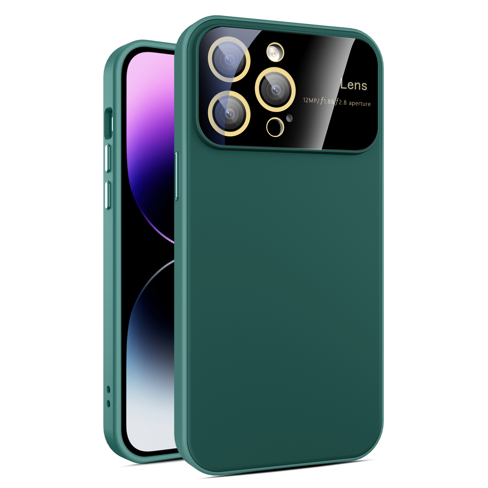 

Protective Pc+tpu-telefonabdeckung Für Iphone 15 Pro Gummierte Anti-fingerabdruck-telefonhülle Integriertes Glaslinsenfilm - Grün, iPhone 15 Pro