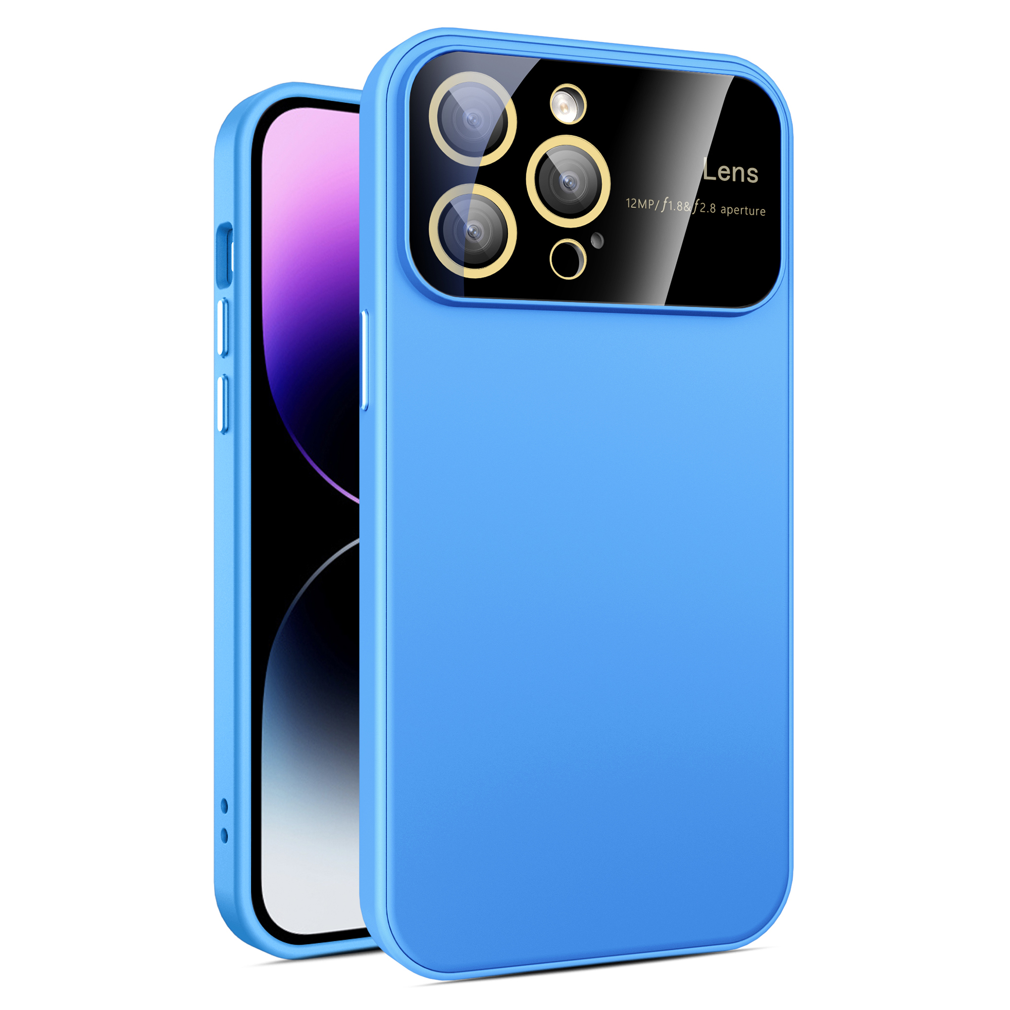 

Gummiwerte Pc+tpu-telefonhülle Für Iphone 15 Pro Max Max Anti-fingerabdruck Schlanke Telefonschale Mit Glaslinsenfilm - Himmelblau, iPhone 15 Pro Max