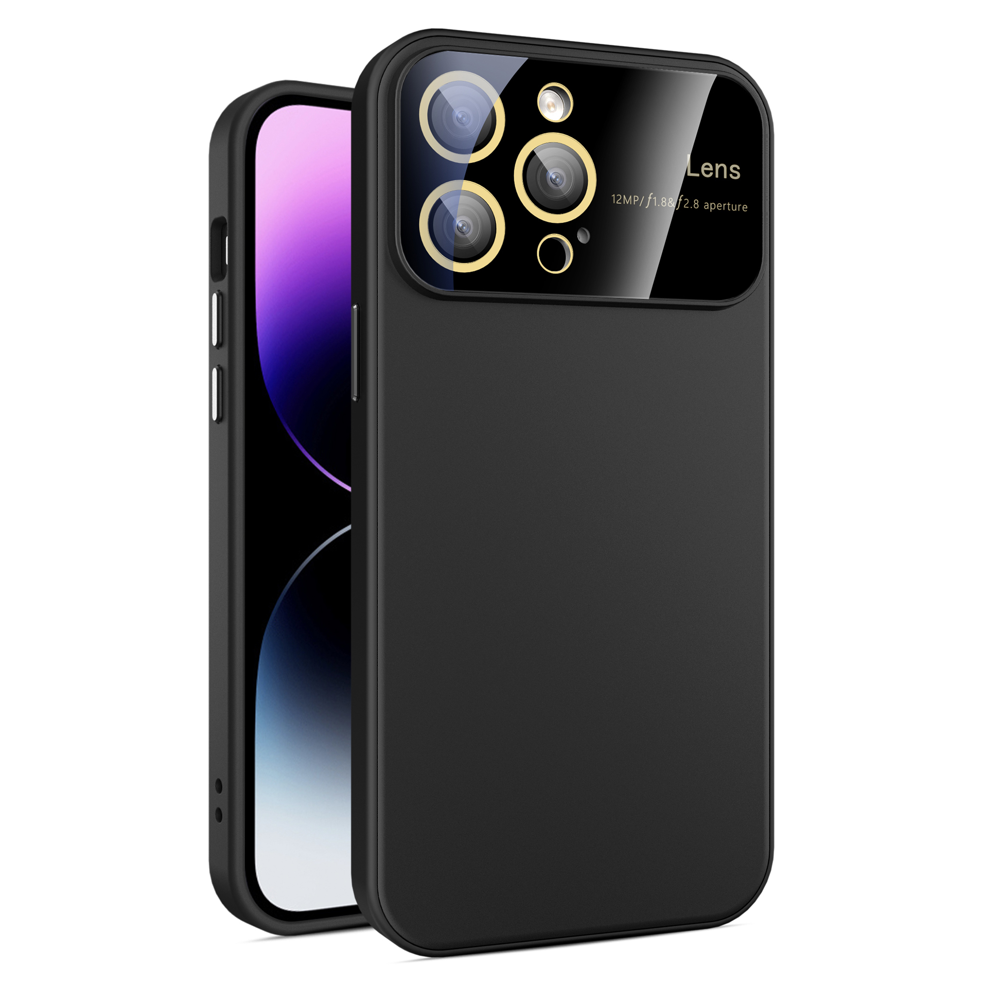 

Gummiwerte Pc+tpu-telefonhülle Für Iphone 15 Pro Max Max Anti-fingerabdruck Schlanke Telefonschale Mit Glaslinsenfilm - Schwarz, iPhone 15 Pro Max