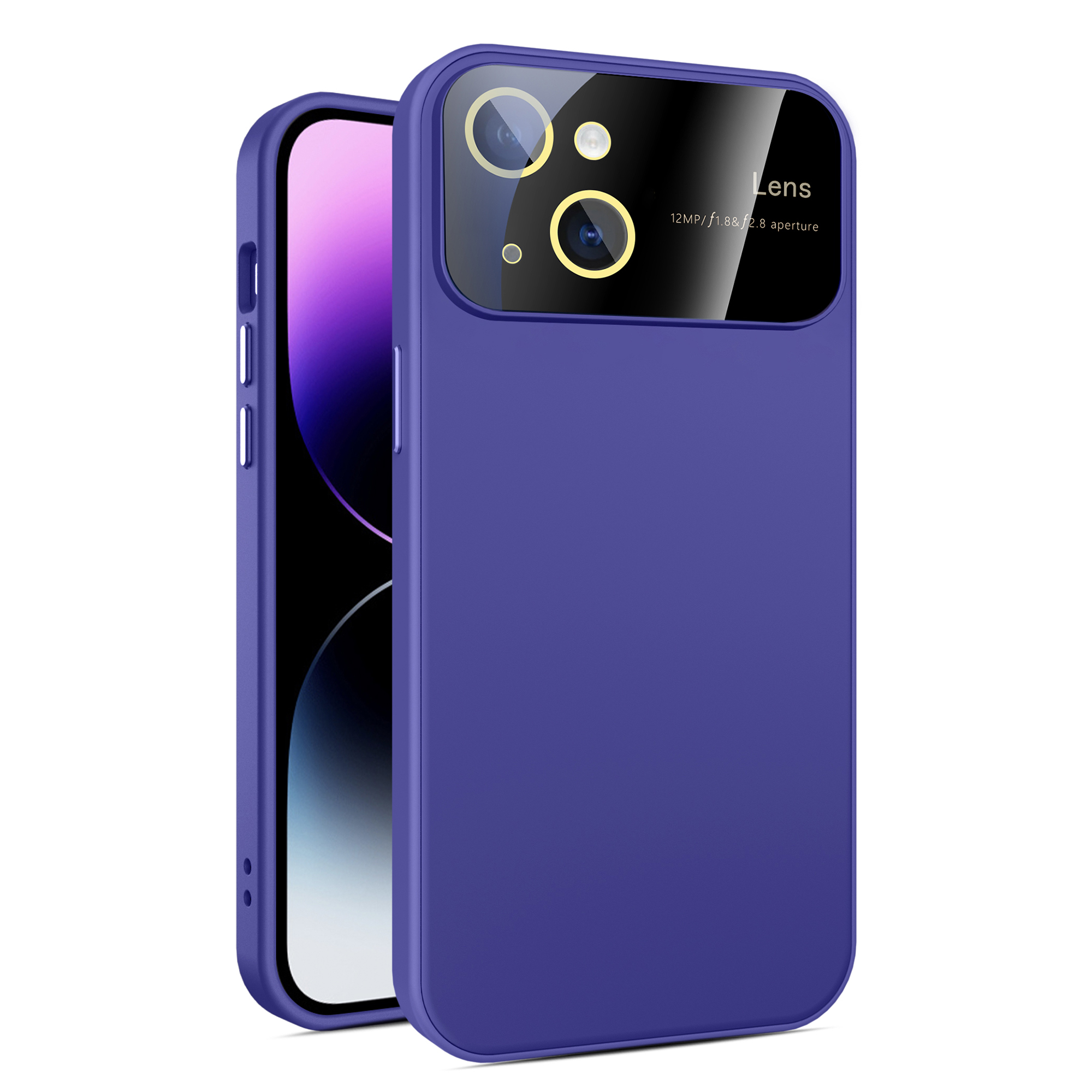 

Slim Pc+tpu-telefonhülle Für Iphone 15 Anti-Scratch Rubberized Phone Protector Integriertes Glaslinsenfilm - Lila, iPhone 15