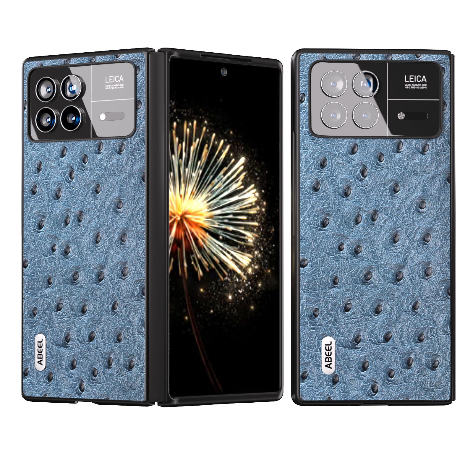 

ABEEL Für Xiaomi Mix Falt 3 5G Eurente Kuhleder + PC -abdeckung Strauß Textur Faltbare Telefonhülle - Blau, Xiaomi Mix Fold 3 5G
