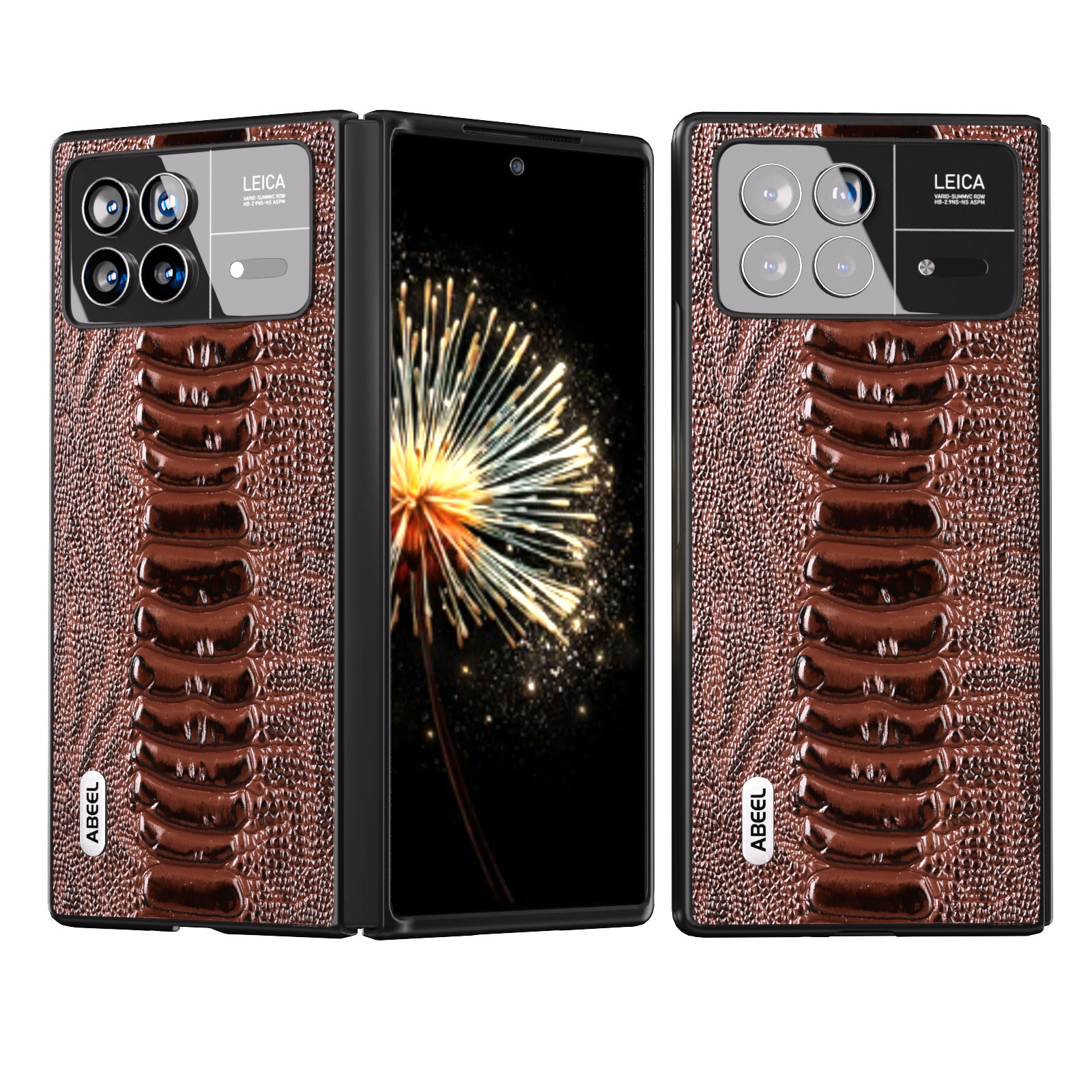 

ABEEL Für Xiaomi Mix Falt 3 5G Krokodile Textur Scheibung Telefonsbewernung Echtes Kuhleder+pc Back Hülle - Braun, Xiaomi Mix Fold 3 5G