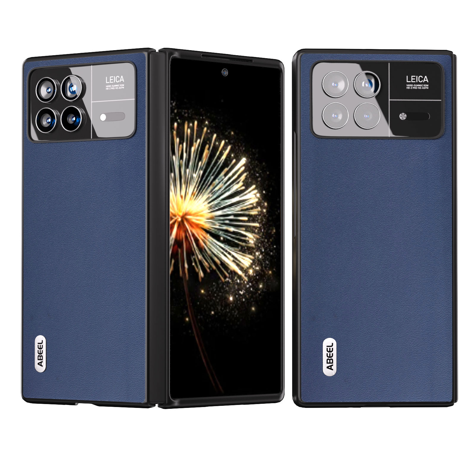 

ABEEL Für Xiaomi Mix Falt 3 5G Eurnische Kuhleder + PC Phone Hülle Nappa Textur Falten Schockdcover - Blau, Xiaomi Mix Fold 3 5G