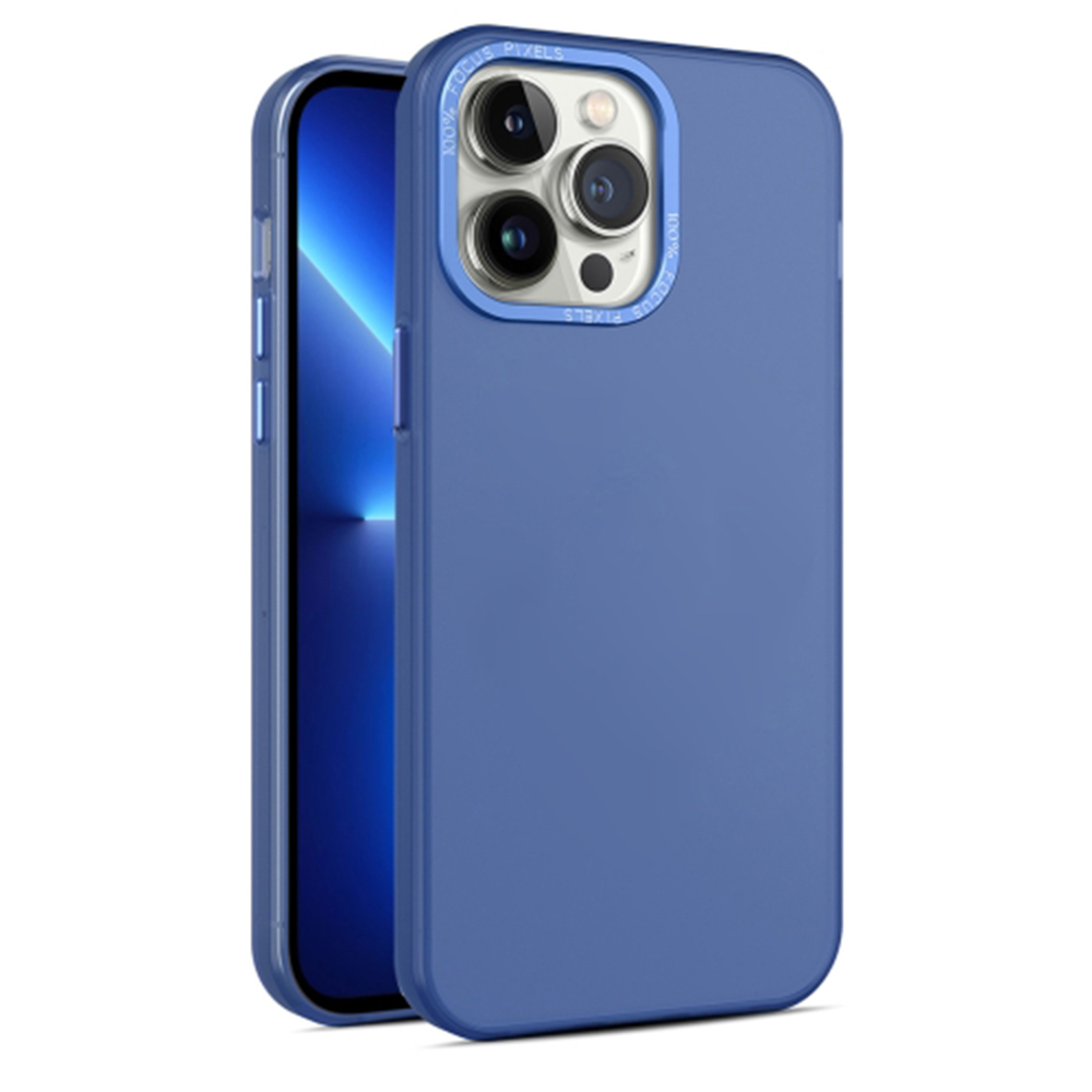 

PC+TPU Translucent Matte Telefon Hülle Für Iphone 15 Pro, Aluminiumlegierung Linsen Rahmenschutz Rückzugsabdeckung - Blau, iPhone 15 Pro