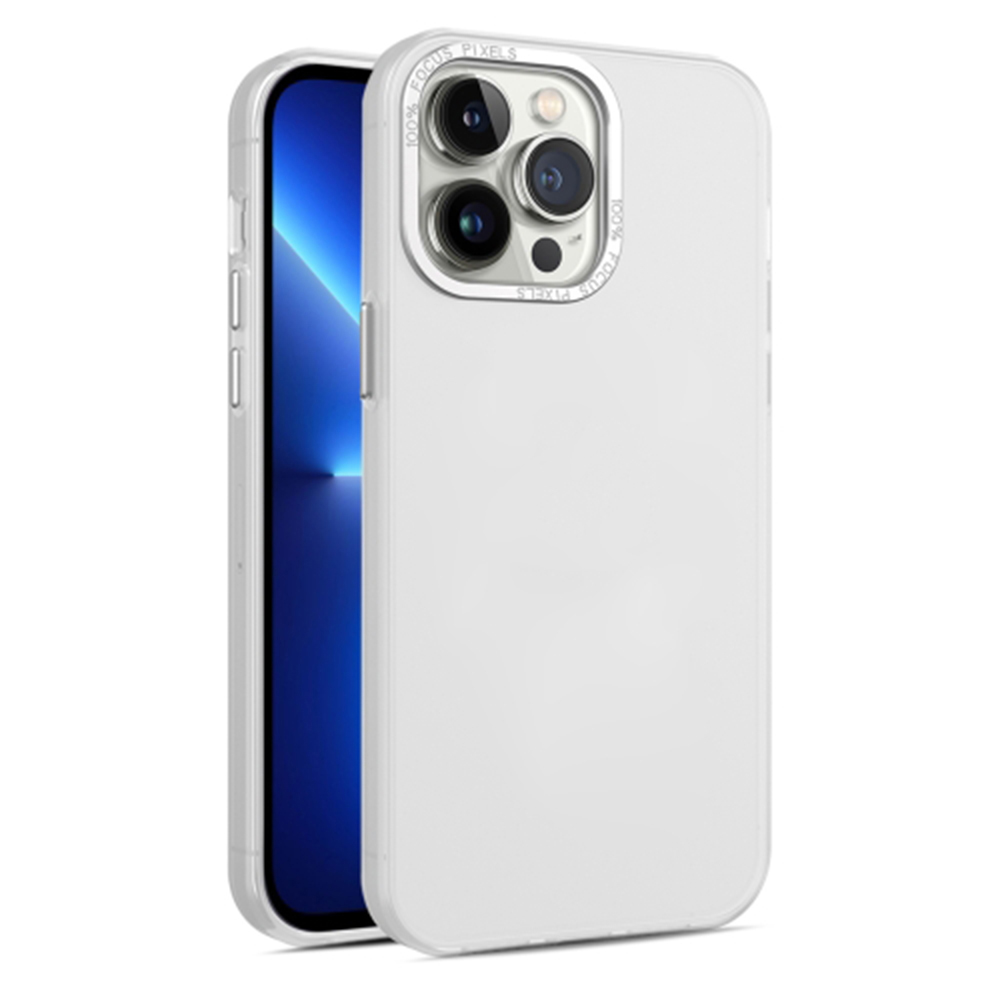 

PC+TPU Translucent Matte Telefon Hülle Für Iphone 15 Pro, Aluminiumlegierung Linsen Rahmenschutz Rückzugsabdeckung - Weiß, iPhone 15 Pro