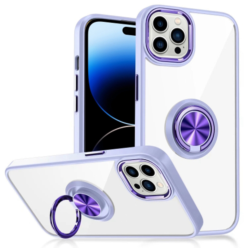 

Für Das Iphone 15 Pro TPU + Acrylelektroplating -hülle Fingerring Kickstand Clear Telefonabdeckung - Lila, iPhone 15 Pro