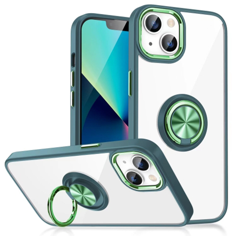 

Für Das Iphone 15 Ring Kick -standard -schutzhülle Clear Acryl + TPU -elektroplattenabdeckung - Schwarzgrün, iPhone 15