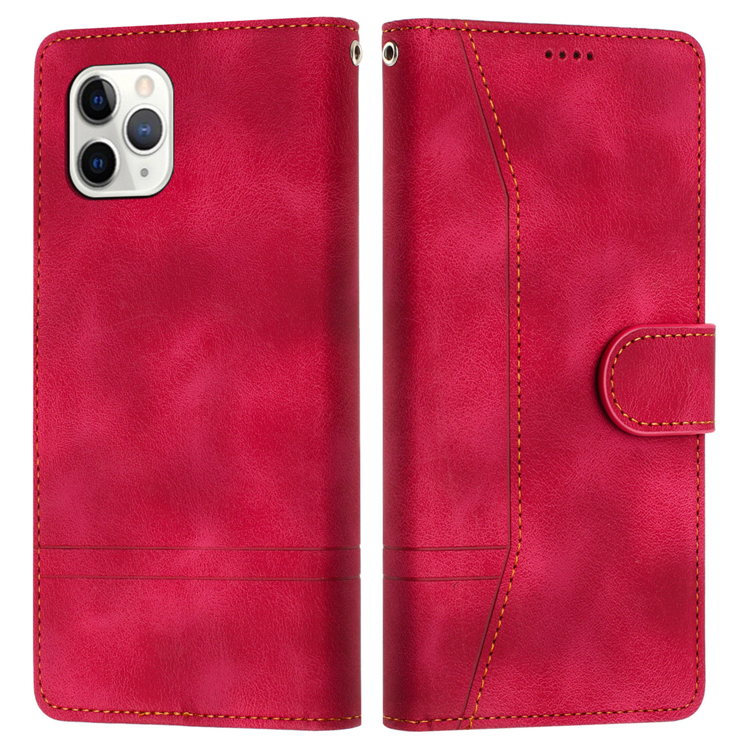

L002 Retro Leder-telefonhülle Für Iphone 11 Pro-linien Geprägte Stand Wallet-anti-fall-abdeckung - Rot, iPhone 11 Pro