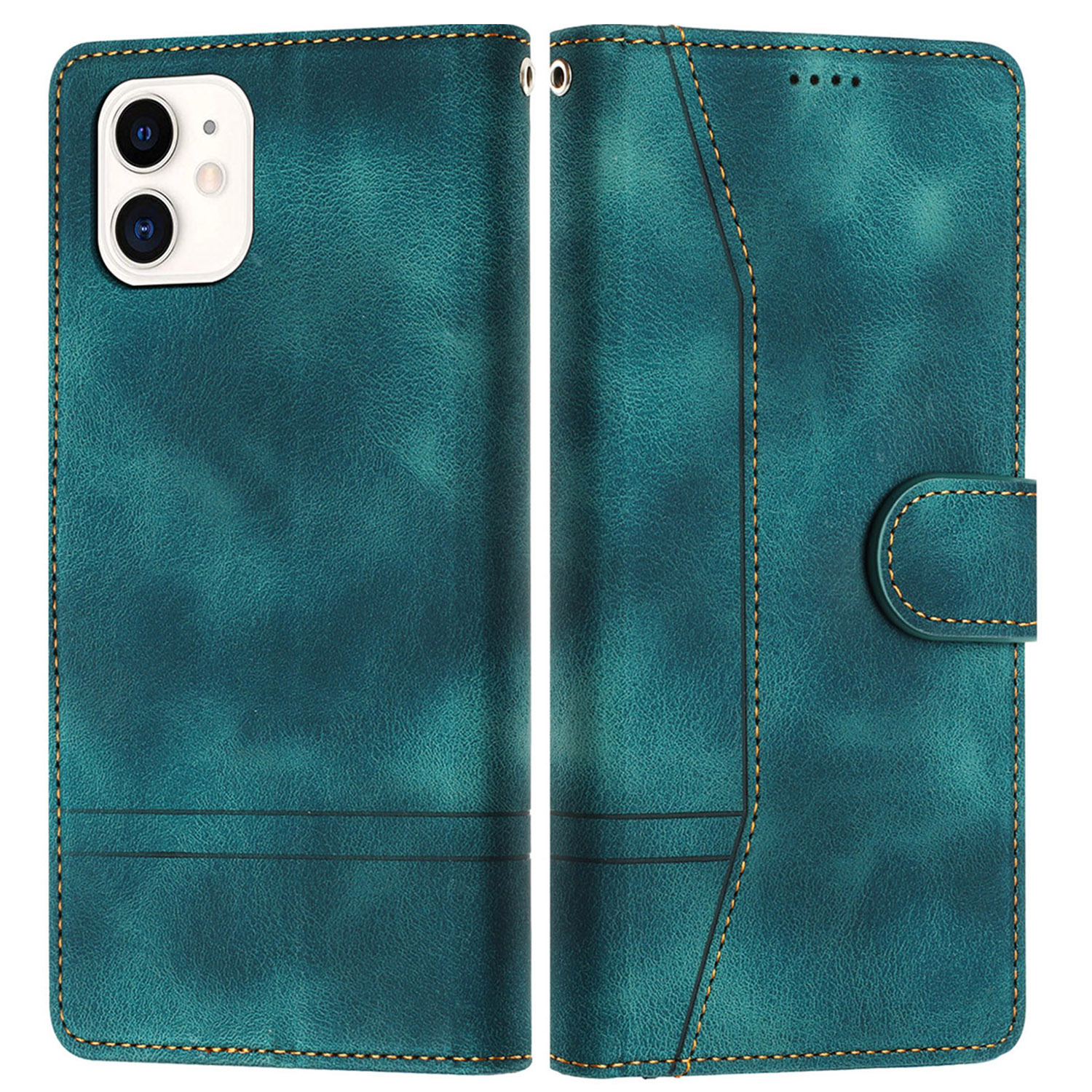 

L002 Retro Leder -telefonabdeckung Für Iphone 11, Klappständer Brieftaschenleitungen Geprägte Hülle - Grün, iPhone 11
