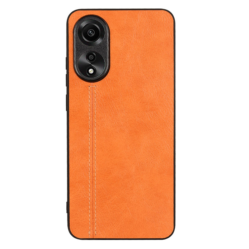 

Für Oppo A78 4G PU Lederbeschichtete PC+TPU Anti-scratch Cover Stitching Line Phone Case - Orange, Oppo A78 4G