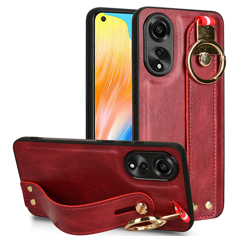 

Für Oppo A78 4G Armband Kickstand Leder+pc+tpu Phone Case Flaschenöffner Telefonabdeckung - Rot, Oppo A78 4G