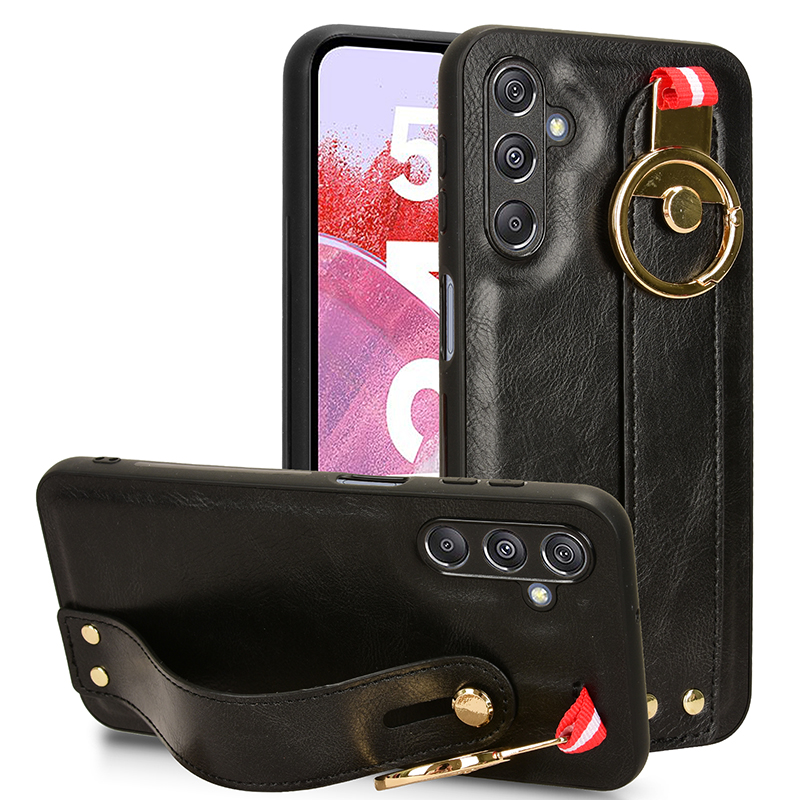 

Für Samsung Galaxy M34 5G / F34 5G Telefonkoffer Armband Kickstand Flaschenöffner Leder+pc+tpu -abdeckung - Schwarz, Galaxy M34 5G