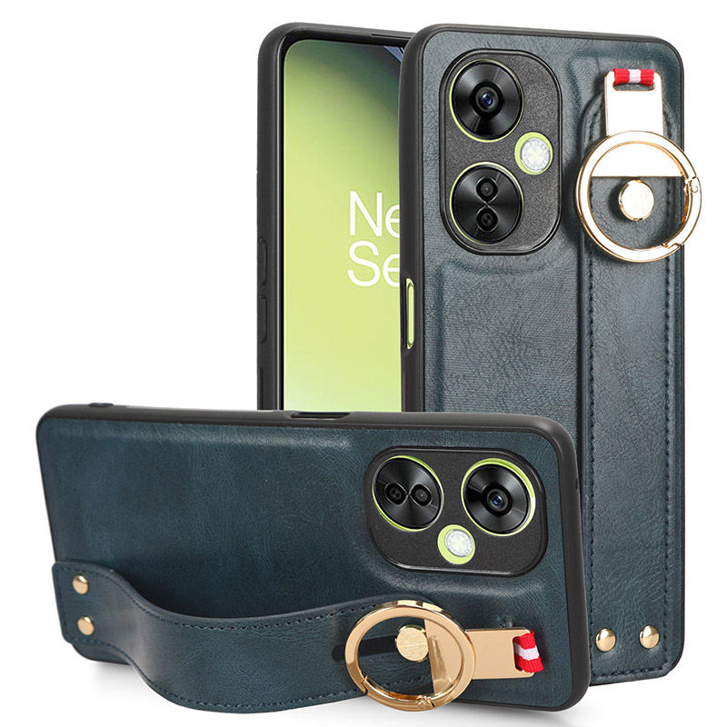

Armband Kickstand -telefonhülle Für Oppo A11k, Flaschenöffner Lederbeschichteter PC+TPU -abdeckung - Blau, Oppo A11k